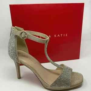 Kelly & Katie Platform Heels Womens Size 9.5 Gold Rhinestone Sandal Formal